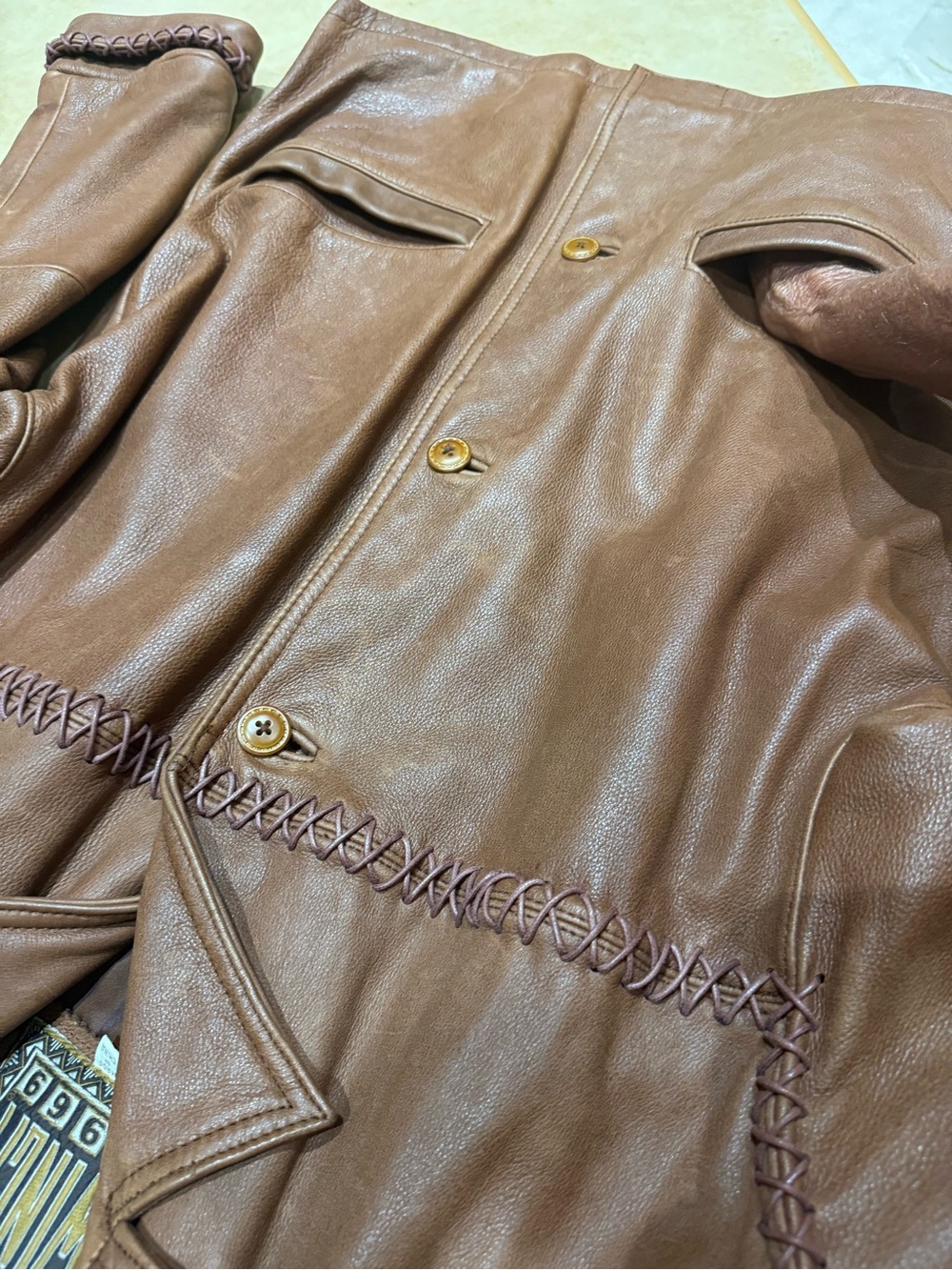 PRICE DROP: VTG, NW/OT,AUTHENTIC WINLET 1969, lined Cognac LAMBSKIN LEATHER JT,S - Picture 6 of 8